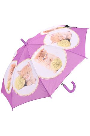 Зонт-трость  для девочки сиреневый с принтом "котята" Doppler