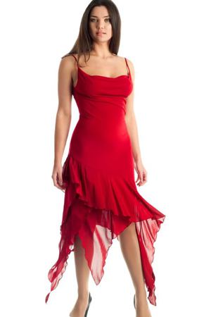 Коктейльное платье красное с неровным подолом Yama Yaba