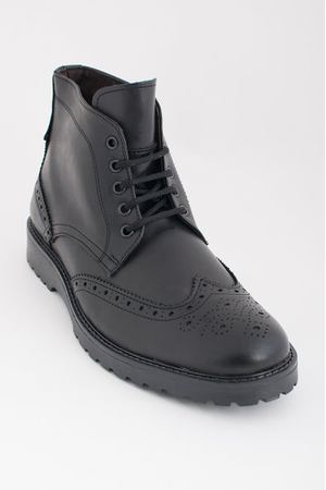 Ботинки-броги мужские черные кожаные DOOA