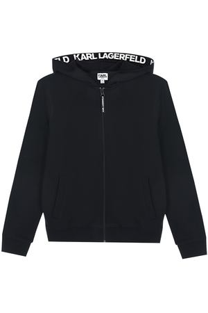 Черная спортивная куртка с логотипом на спинке Karl Lagerfeld kids