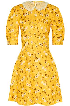 Желтое платье с кружевным воротником Miu Miu