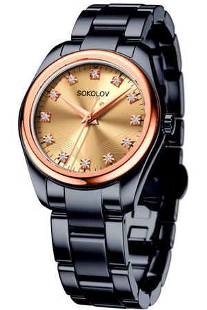 Женские часы SOKOLOV из золота и стали Black Edition
