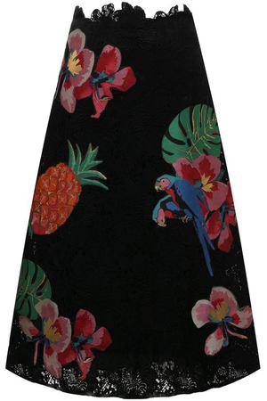 Шелковая юбка А-силуэта с нашивками Valentino