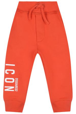 Оранжевые спортивные брюки с принтом ICON Dsquared2