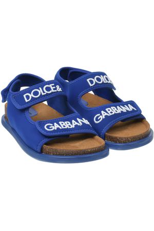 Ярко-синие сандалии с белым лого Dolce&Gabbana