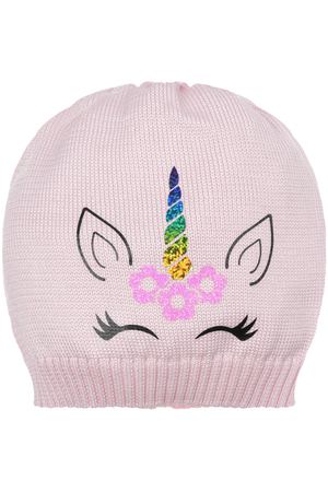 Розовая шапка с принтом &quot;единорог&quot; Catya