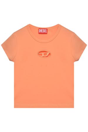 Футболка с лого в тон, оранжевая Diesel