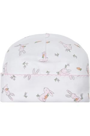 Белая шапка с принтом &quot;розовые зайцы&quot; Lyda Baby