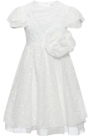Платье с курпным цветком на поясе, белое Ermanno Scervino