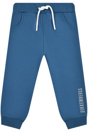 Спортивные брюки с белым лого, голубые Bikkembergs