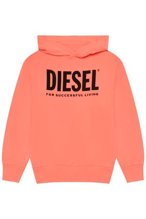 Толстовка-худи кораллового цвета Diesel