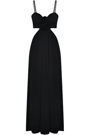 Платье с декором &quot;розы&quot;, черное Pietro Brunelli
