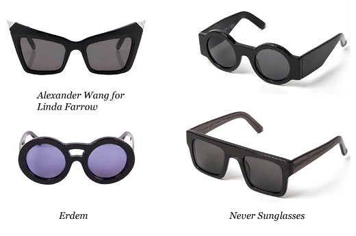 Темные очки. Тенденции моды весна-лето 2010. Alexander Wang, Erdem, Never. 
