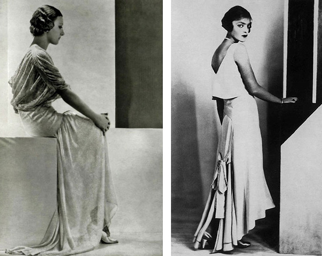Слева: Тея (Екатерина) Бобрикова (1909 года рождения), русская модель в модном доме Жанны Ланвен; справа: Мия Оболенская (1902 года рождения), модель в модном доме Поля Каре, наследница княжеского рода Оболенских