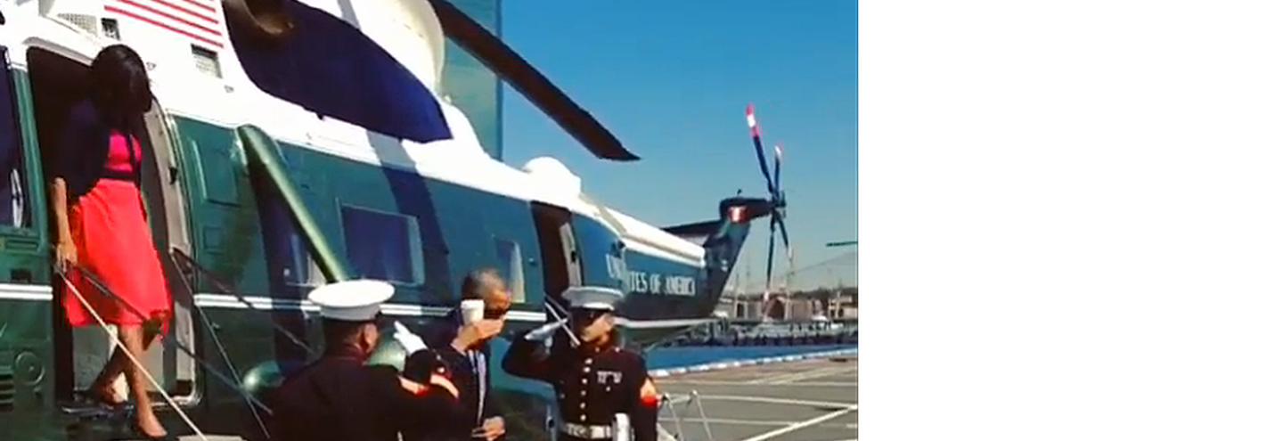 Обама отдал честь военным с латте в руке