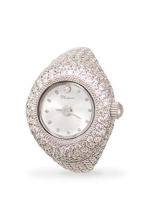 Часы-перстень женские из серебра с фианитами Кристалл