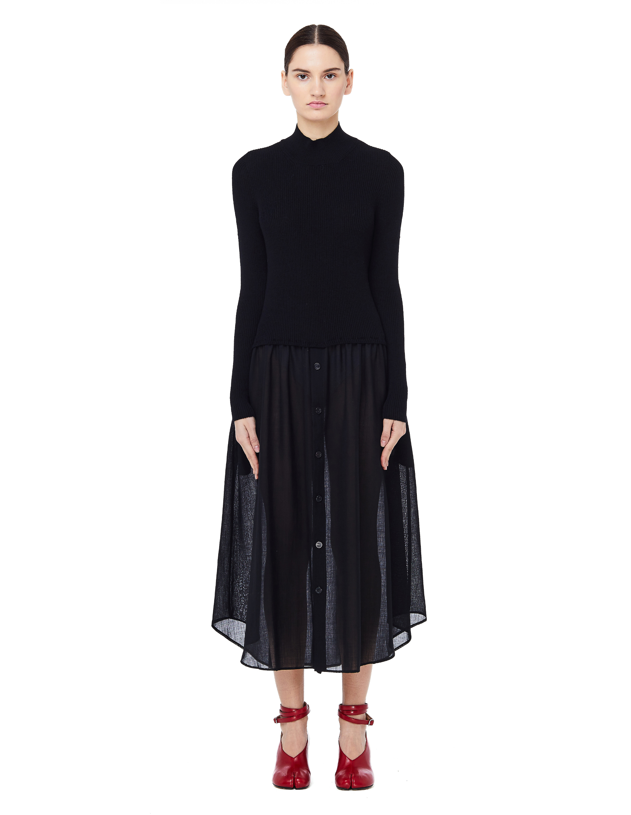 Где купить Черное платье из шерсти Y's Yohji Yamamoto 