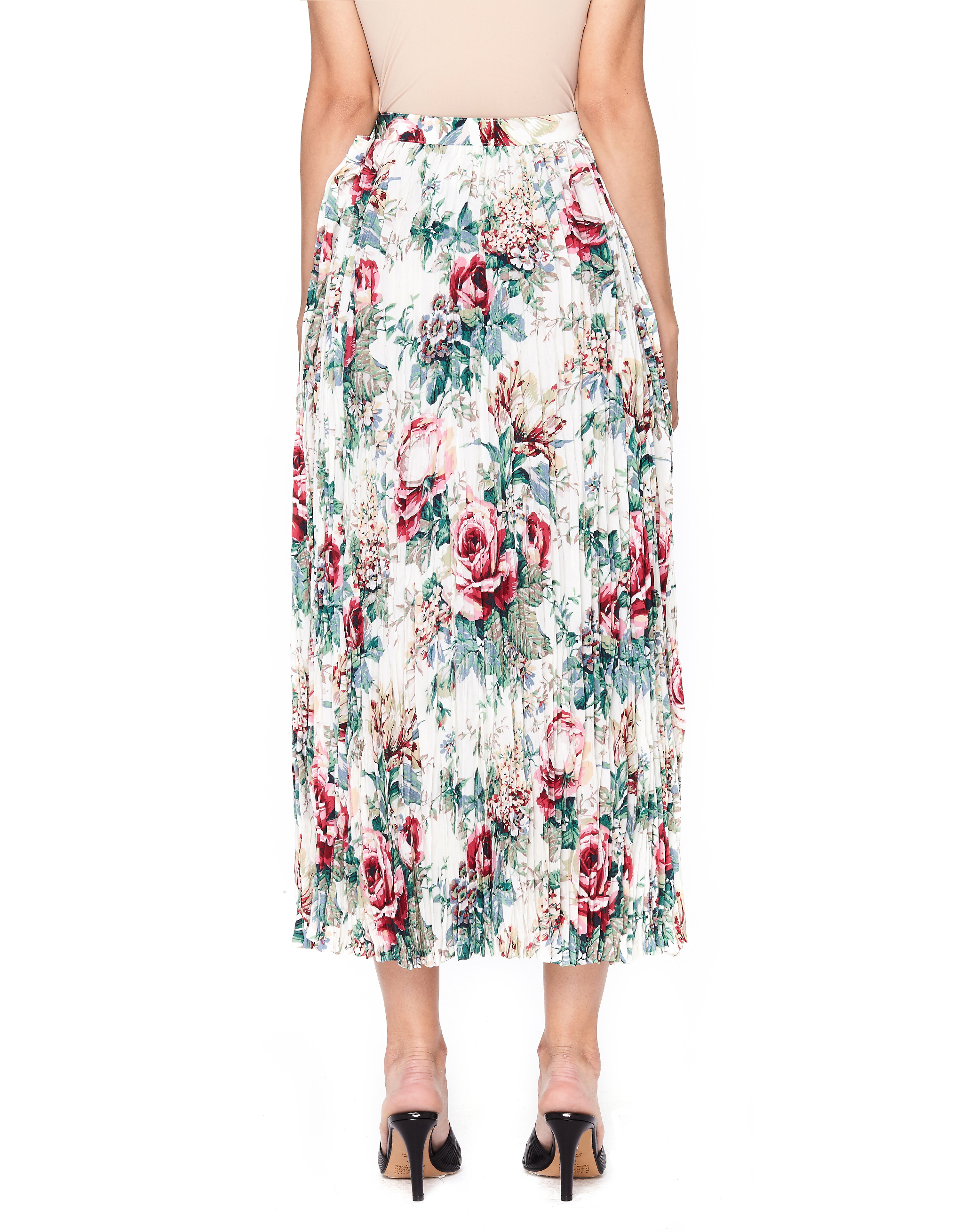 Где купить Бежевая юбка-плиссе с цветочным принтом Junya Watanabe 