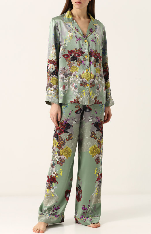 Где купить Шелковая пижама с контрастным принтом Meng Meng 