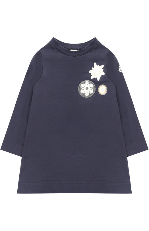 Где купить Хлопковое мини-платье с нашивками Moncler Enfant Moncler 