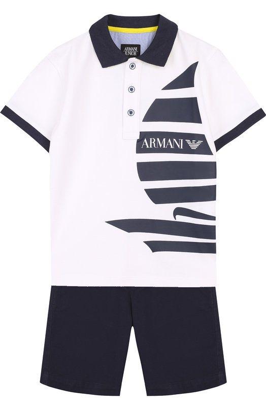 Где купить Хлопковый комплект из футболки и шорт Armani Junior Armani Junior 
