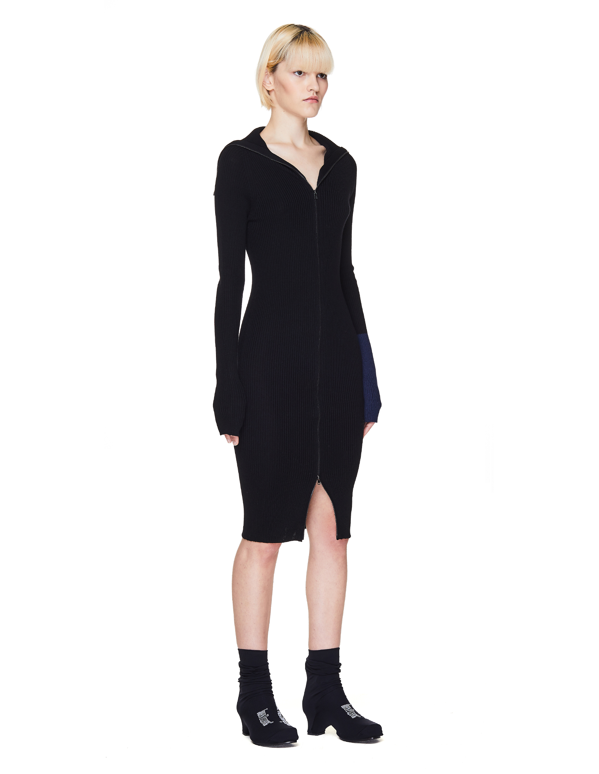 Где купить Черное шерстяное платье на молнии Yohji Yamamoto Yohji Yamamoto 