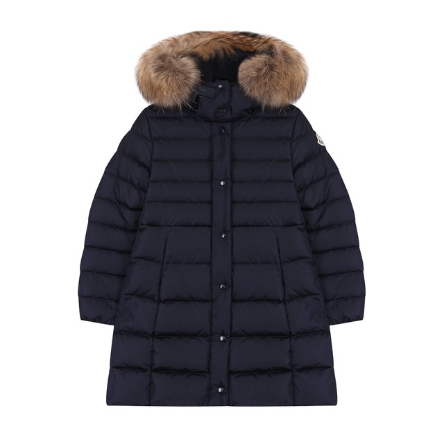 Где купить Пуховое пальто с меховой отделкой на капюшоне Moncler Enfant Moncler 