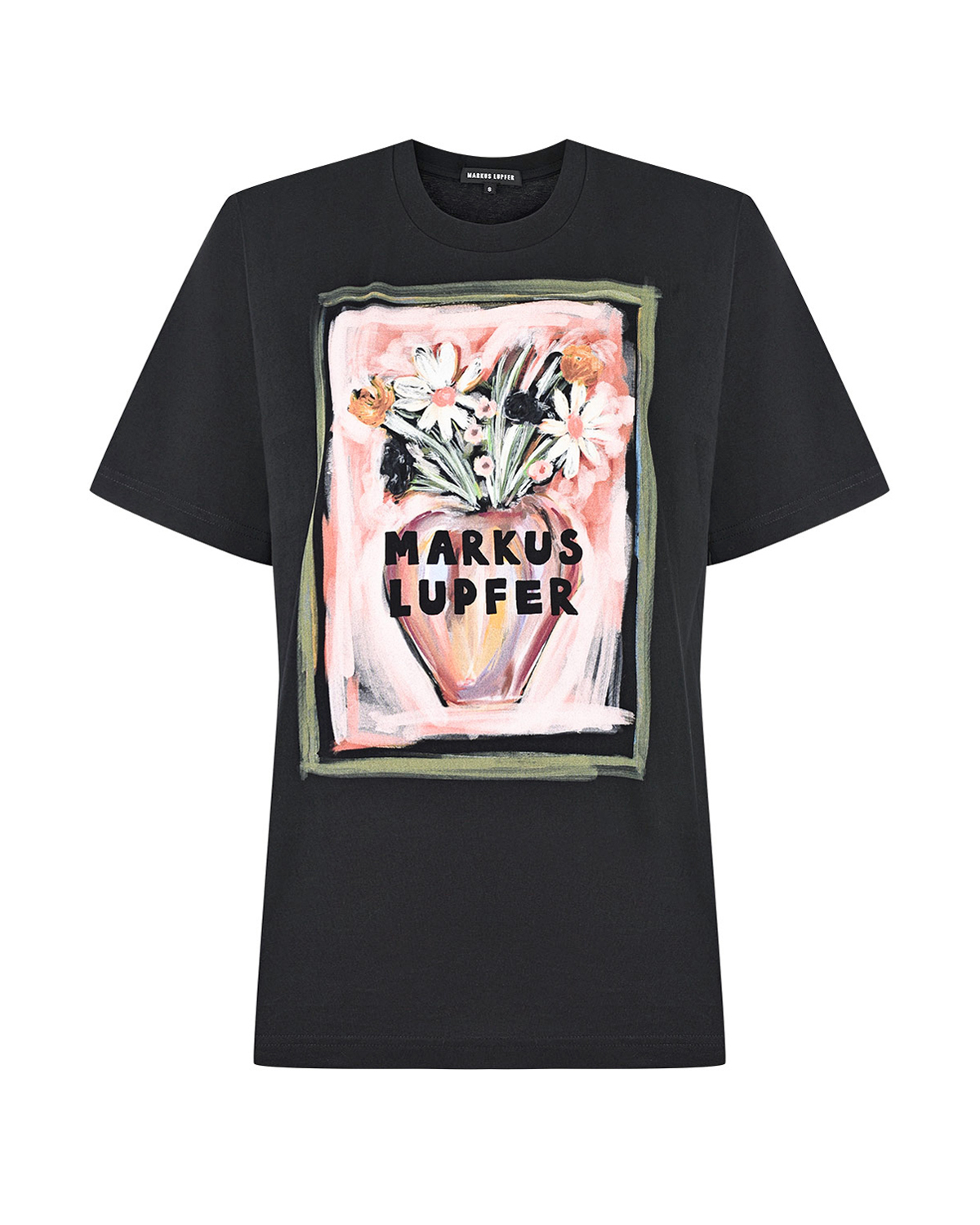 Где купить Черная футболка с принтом &quot;ваза&quot; Markus Lupfer Markus Lupfer 