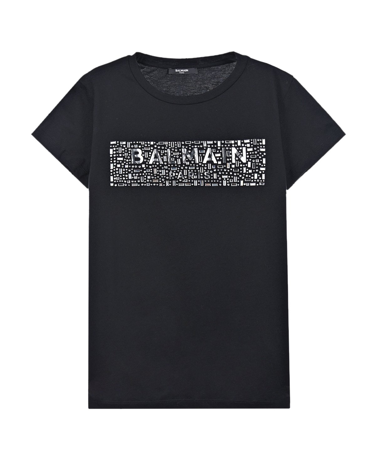 Где купить Черная футболка с логотипом из страз Balmain детская Balmain 