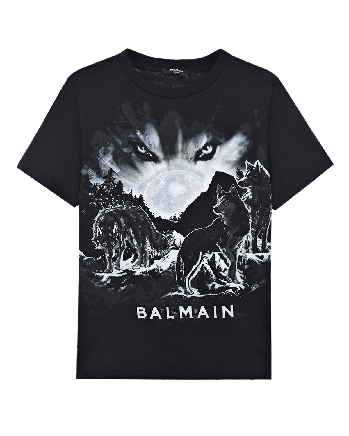 Где купить Черная футболка с принтом &quot;волки&quot; Balmain детская Balmain 