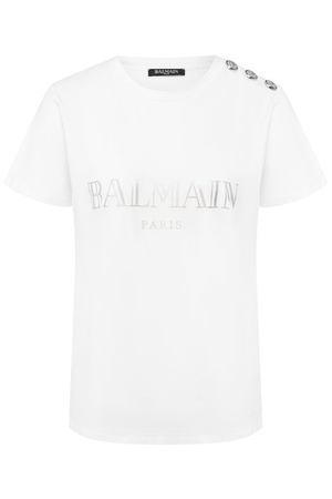 Хлопковая футболка с логотипом бренда Balmain