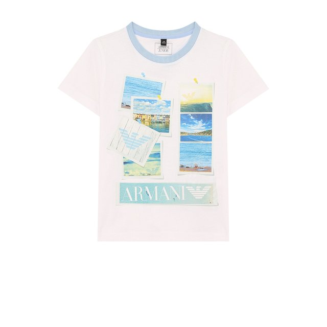 Где купить Хлопковая футболка с принтом Armani Junior Armani Junior 