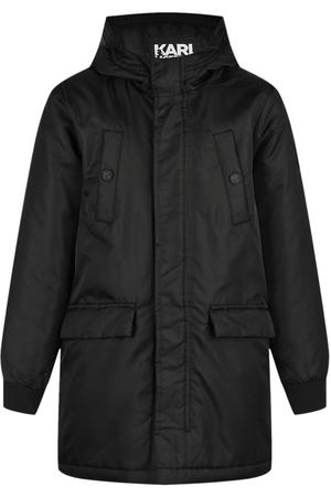 Черное пальто с объемными карманами Karl Lagerfeld kids детское