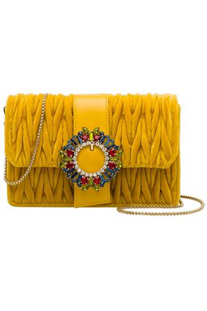 Желтая бархатная сумка с цветными кристаллами Miu Miu