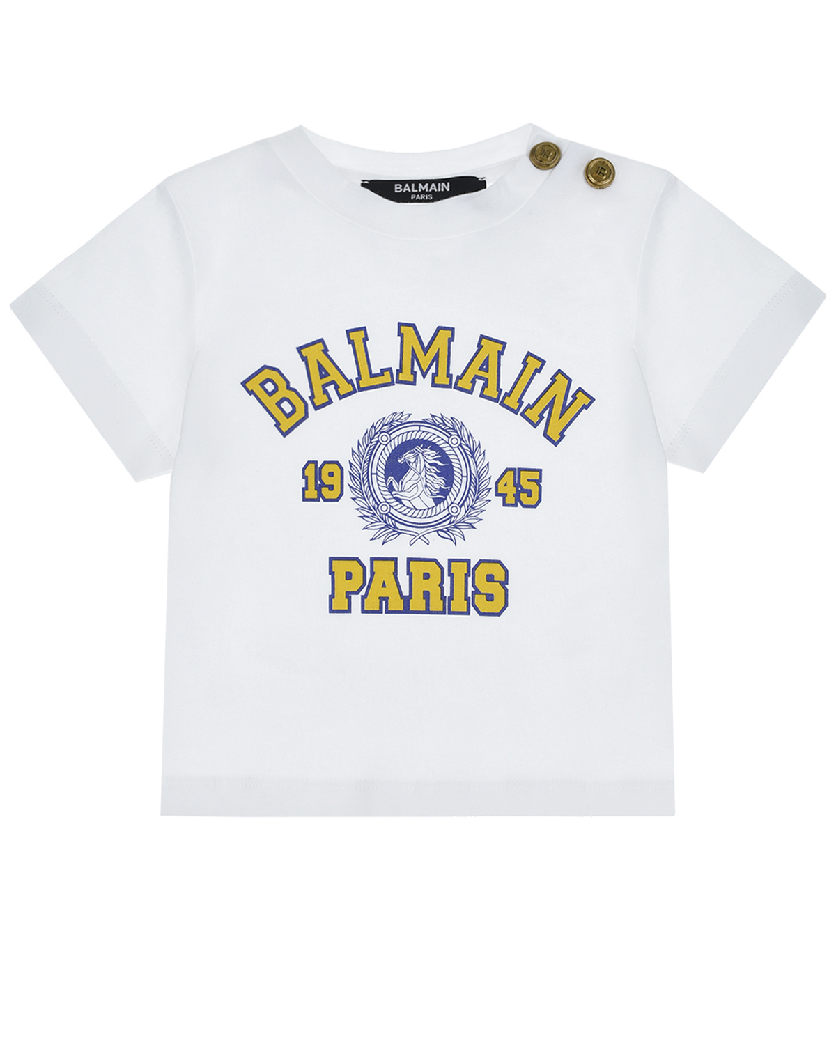 Где купить Белая футболка с желтым логотипом Balmain детская Balmain 