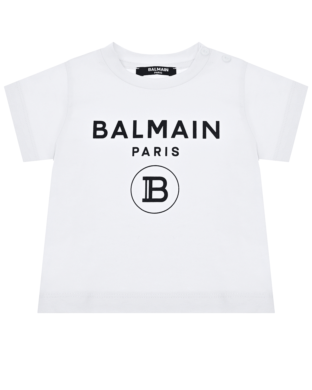 Где купить Белая футболка с черным логотипом Balmain детская Balmain 