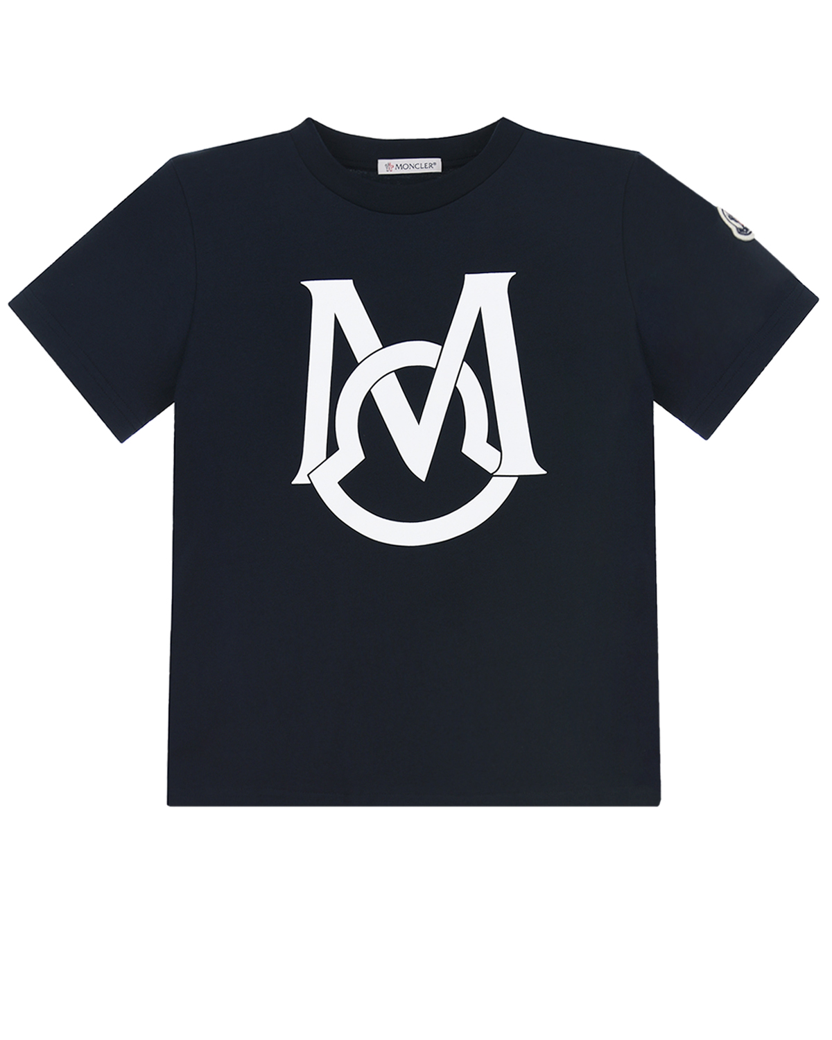 Где купить Темно-синяя футболка с белым логотипом Moncler детское Moncler 