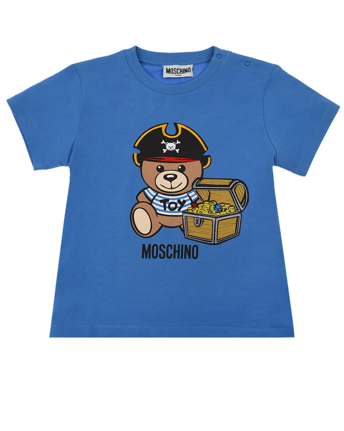 Где купить Голубая футболка с принтом &quot;мишка-пират&quot; Moschino детская Moschino 