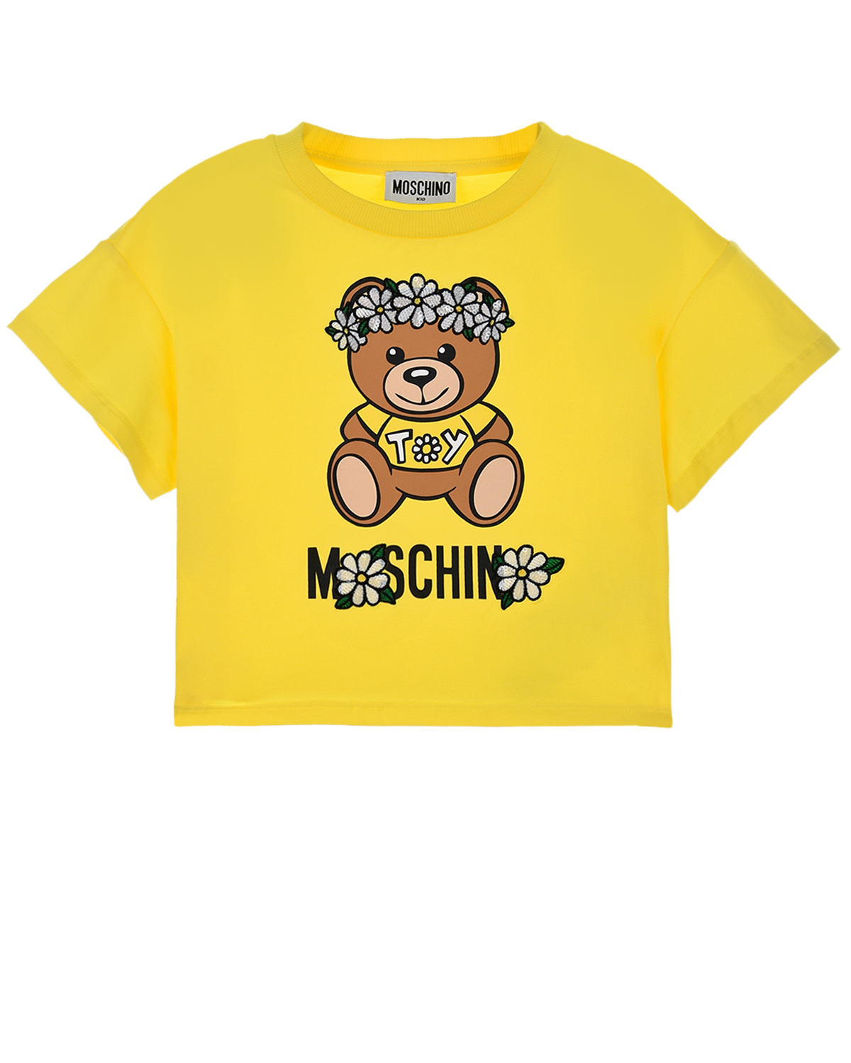 Где купить Желтая футболка с принтом Moschino детская Moschino 