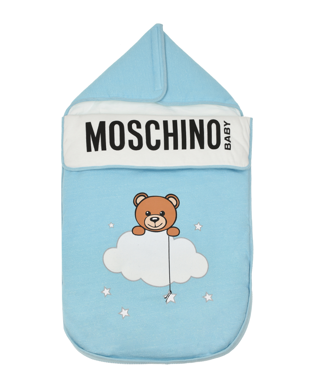 Где купить Голубой конверт с принтом &quot;Мишка с облаком&quot; Moschino детский Moschino 