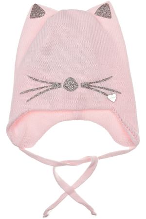 Розовая шапка с декором &quot;котенок&quot; Il Trenino детская