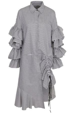 Хлопковое платье-рубашка с оборками PREEN by Thornton Bregazzi