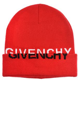 Красная шапка с черно-белым логотипом Givenchy детская