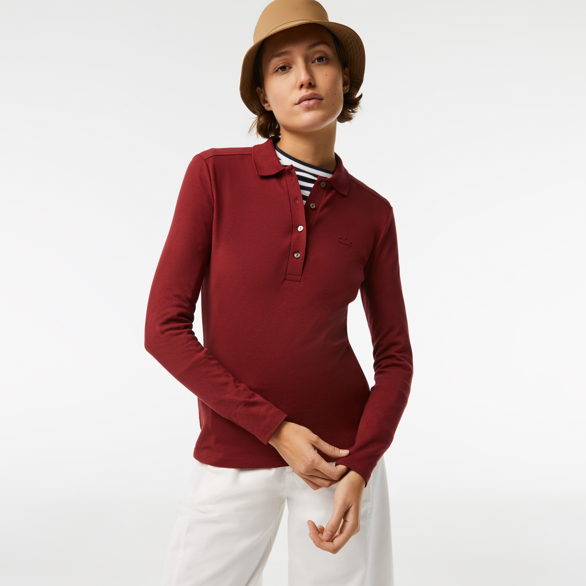 Где купить Женская приталенная рубашка-поло Lacoste из эластичного хлопка Lacoste 
