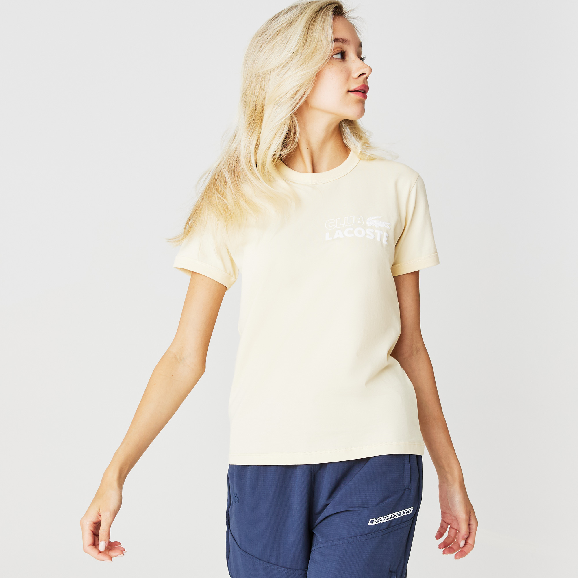 Где купить Женская футболка Lacoste Slim fit из органического хлопка Lacoste 