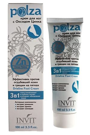 INVIT Крем против трещин на пятках с Оксидом Цинка - Drieline Foot Cream серии "POLZA" 100