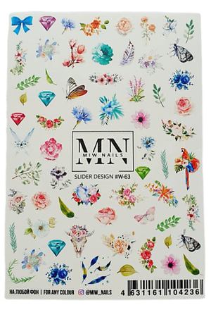 MIW NAILS Слайдер дизайн для маникюра цветы