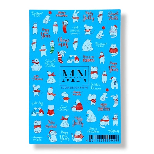 Где купить MIW NAILS Слайдер дизайн для маникюра зимняя медведи Miw Nails 