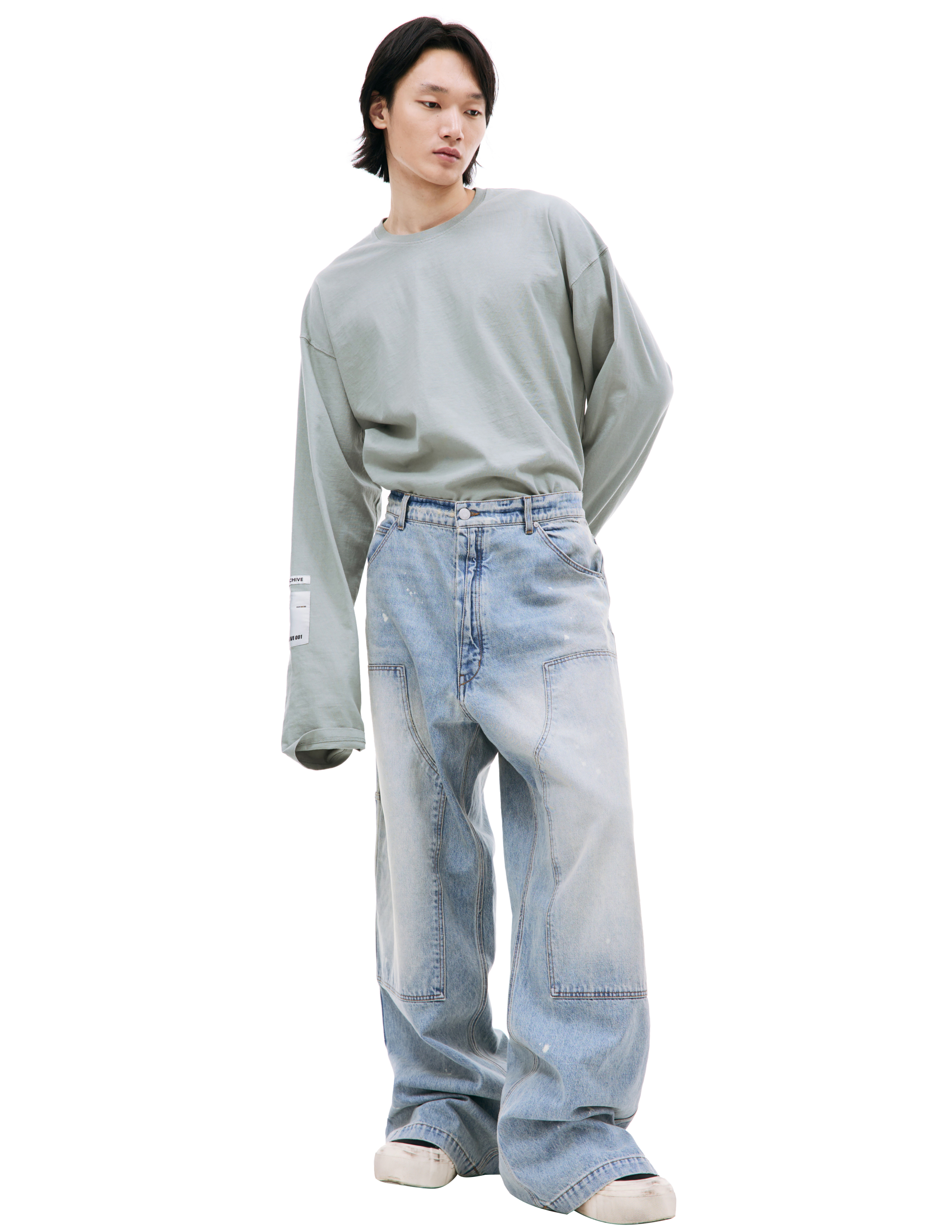 Где купить Широкие джинсы B45 с накладными карманами B1archive 
