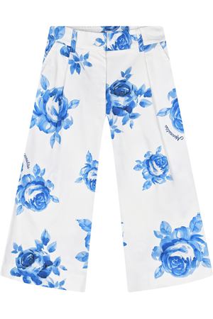 Белые брюки с синими цветами Monnalisa